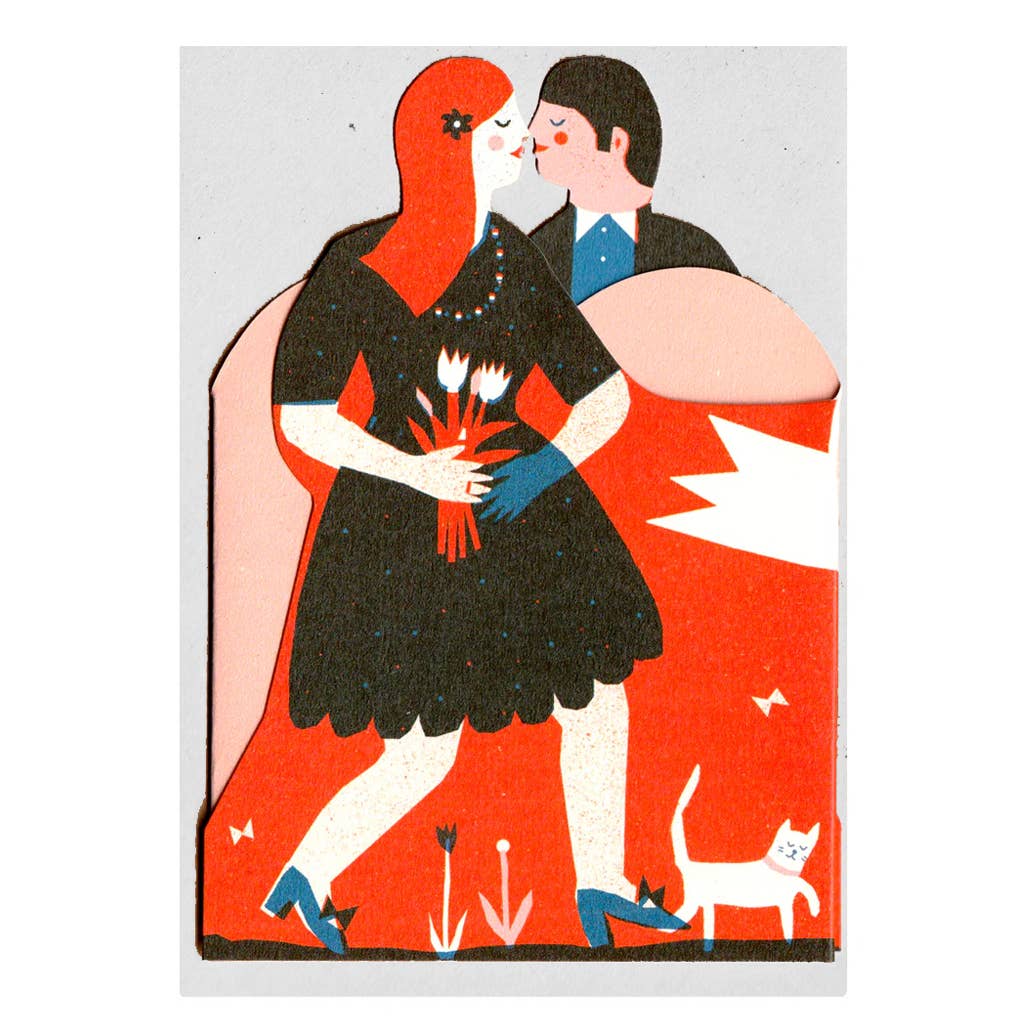MAN AND WOMAN CONCERTINA HEART CARD
