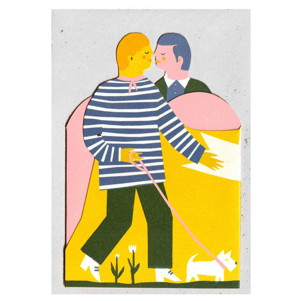 TWO MEN CONCERTINA HEART CARD