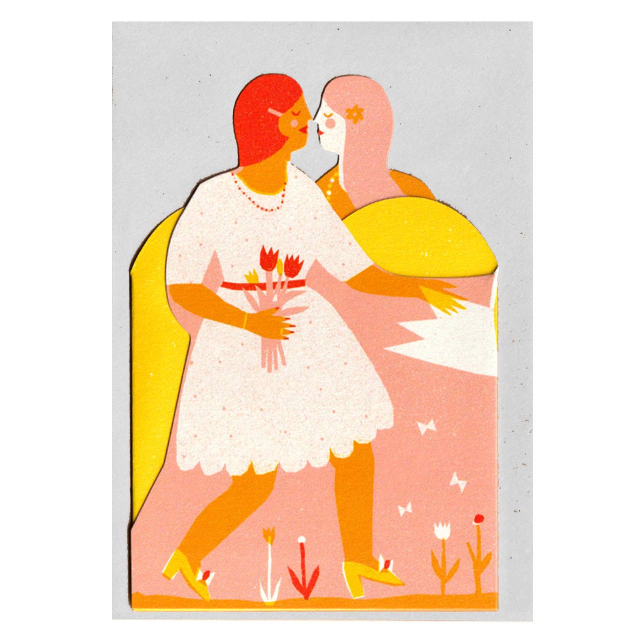 TWO WOMEN CONCERTINA HEART CARD