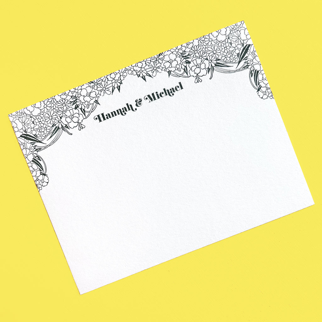 RETRO FLOWERS LETTERPRESS STATIONERY