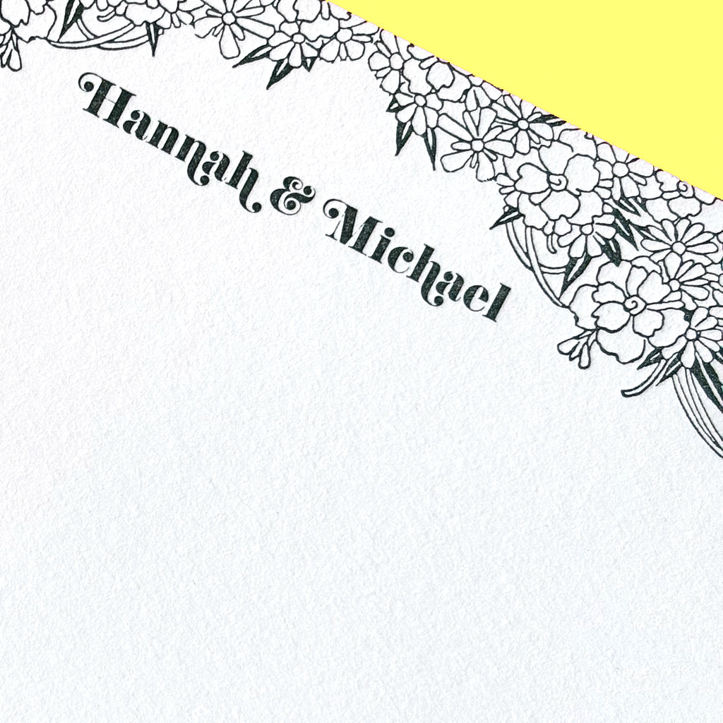 RETRO FLOWERS LETTERPRESS STATIONERY