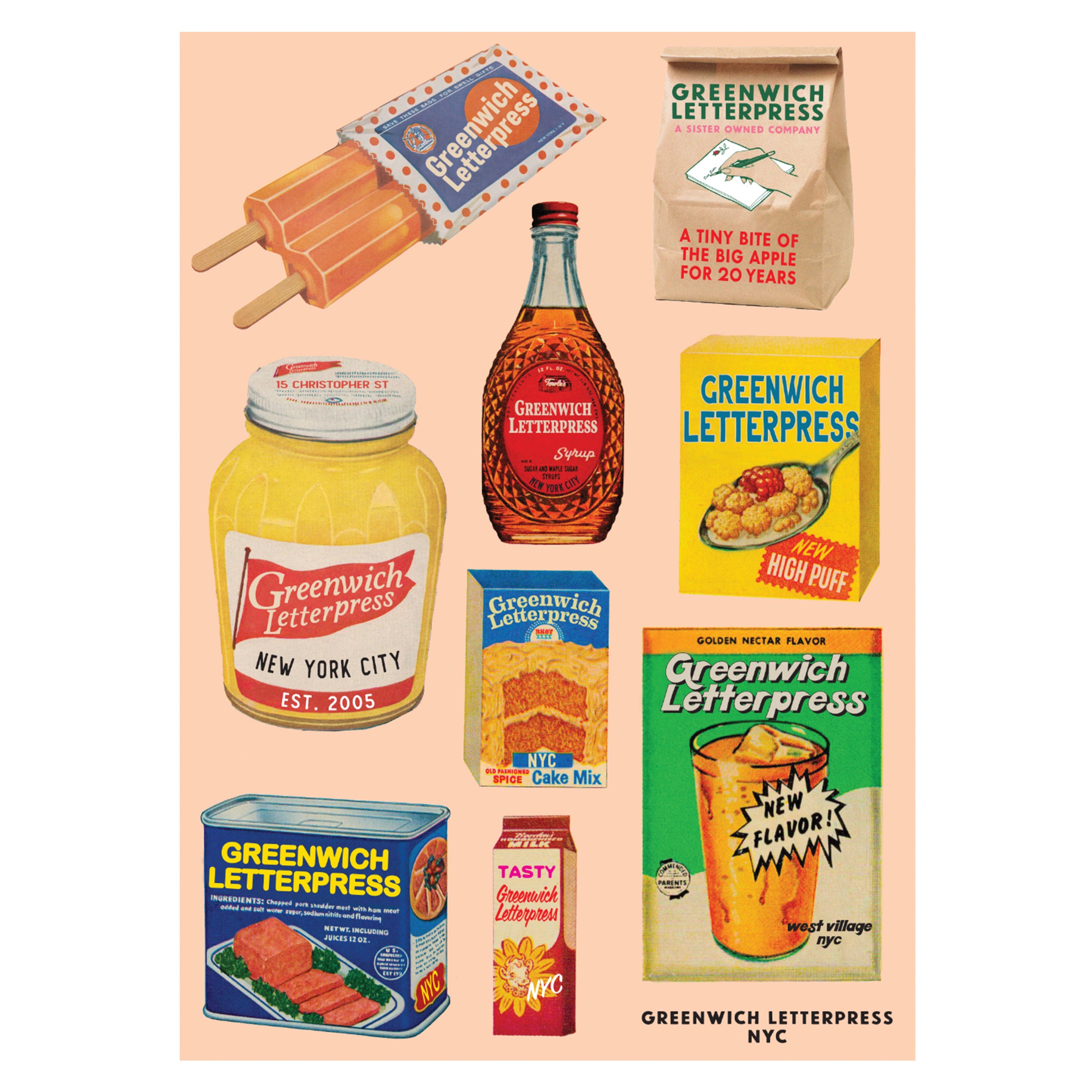 Greenwich Letterpress Groceries Sticker Sheet