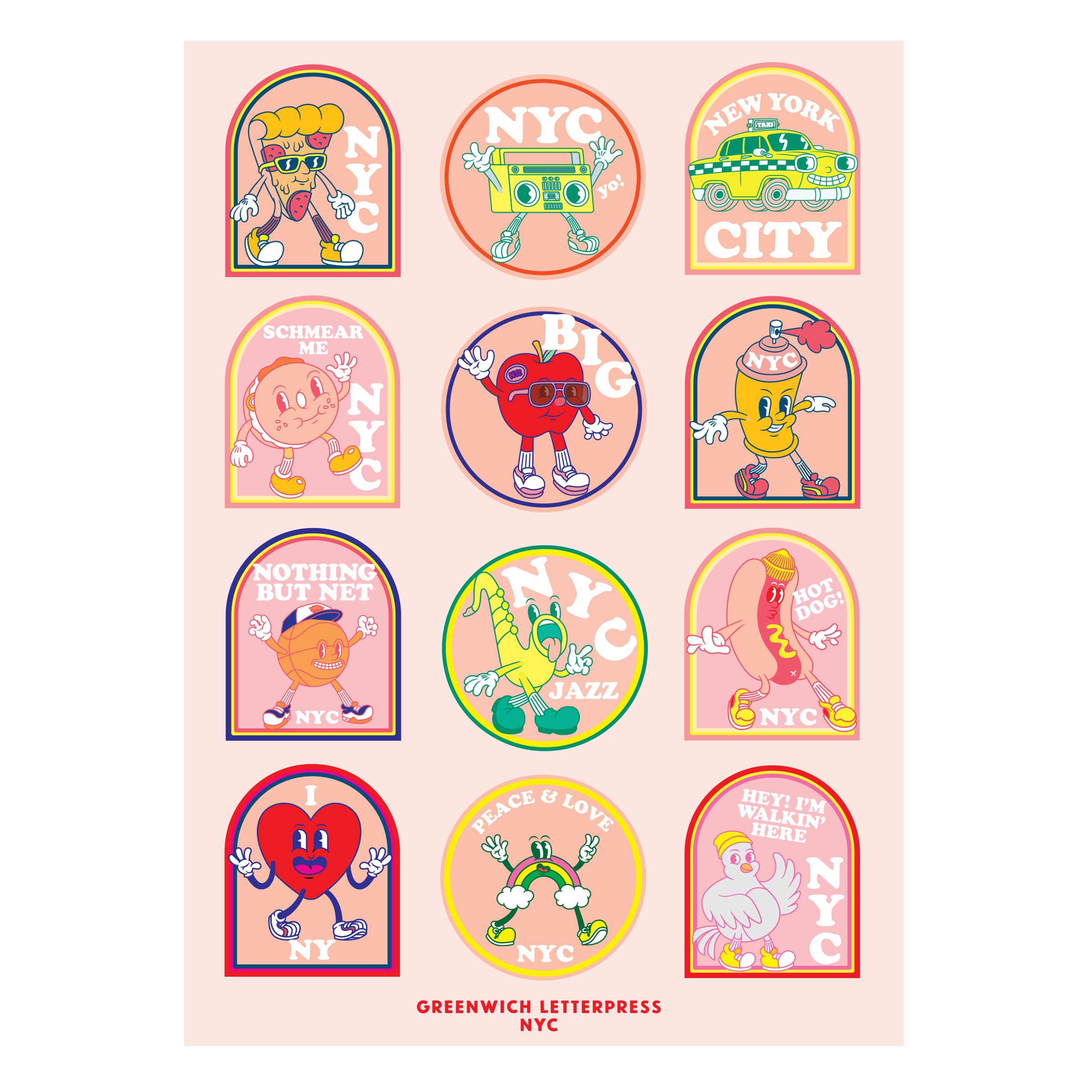 NYC Mascot Sticker Sheet