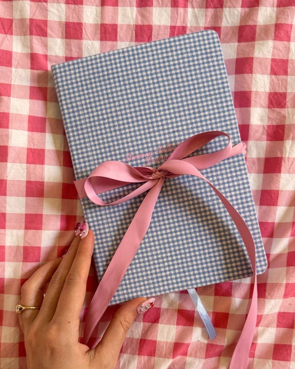 Baby Blue Gingham & Pink Ribbon-Martina Calvi Memory Collecting Journal