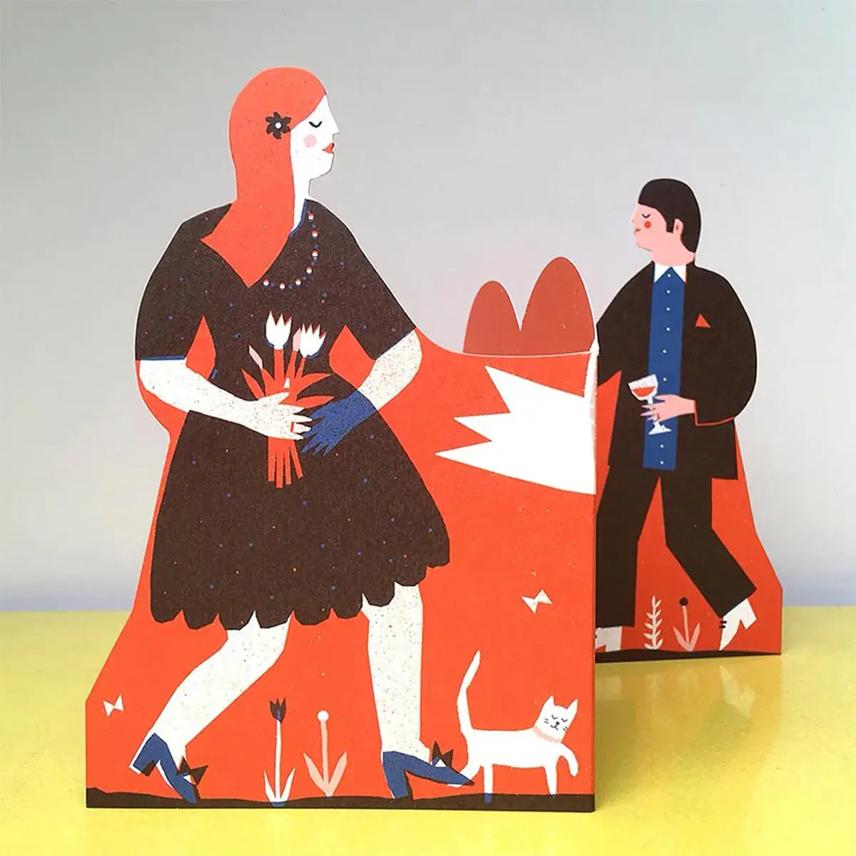 MAN AND WOMAN CONCERTINA HEART CARD