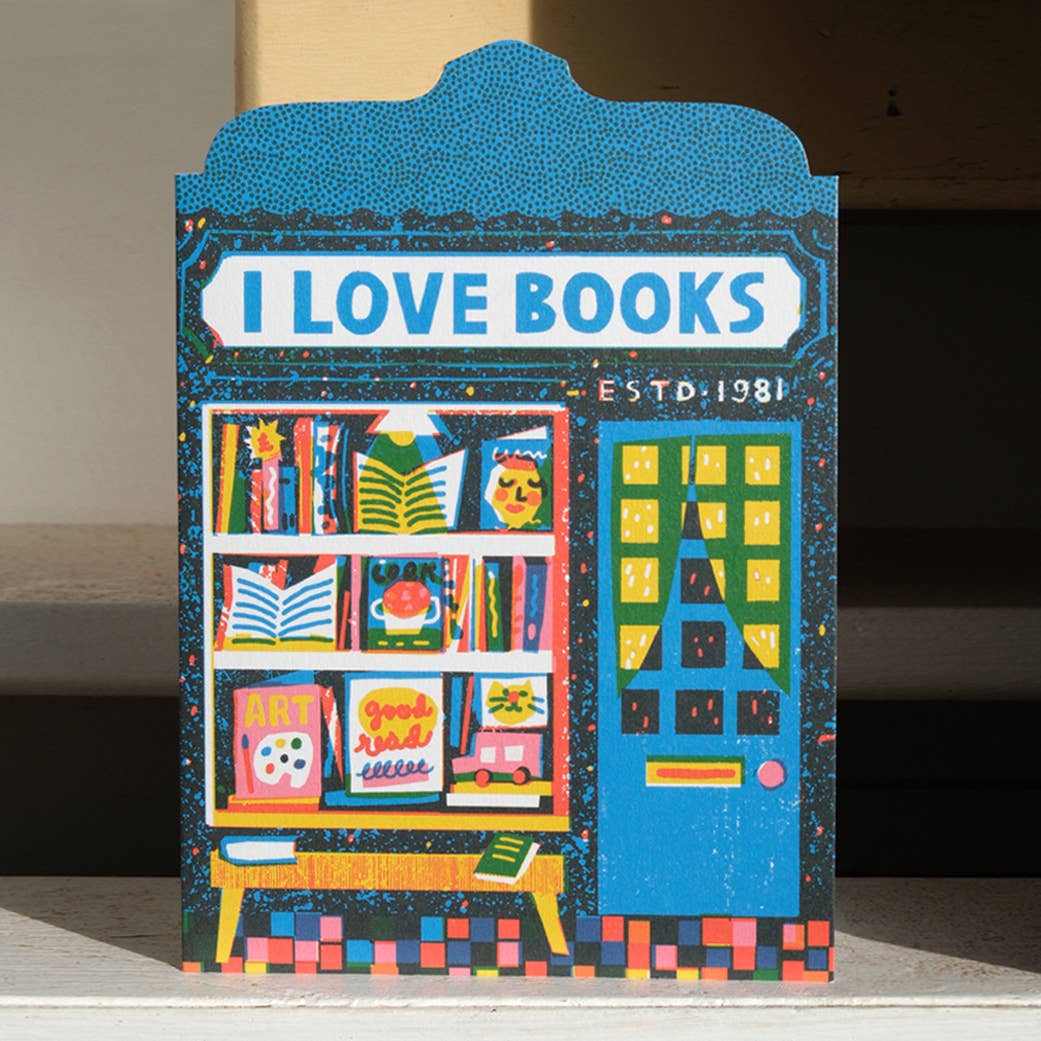 BOOK SHOP DIE CUT CARD