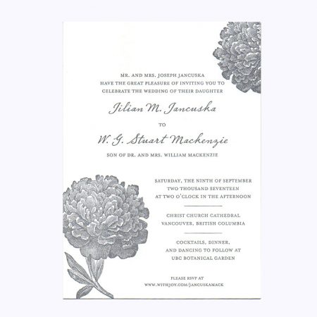 Flowers Etching Letterpress Invitation Wedding