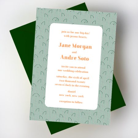 Art Deco Letterpress Wedding Invitation