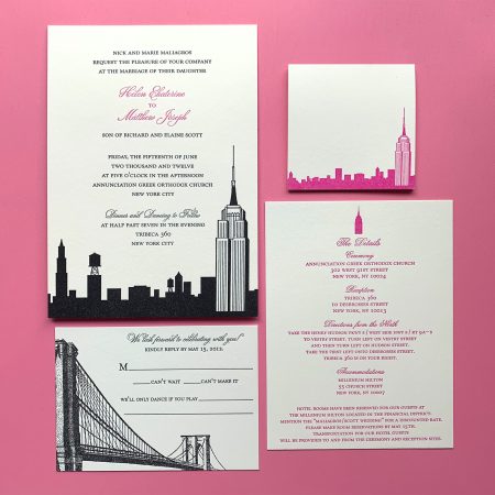 Skyline Letterpress Wedding Invitation NYC