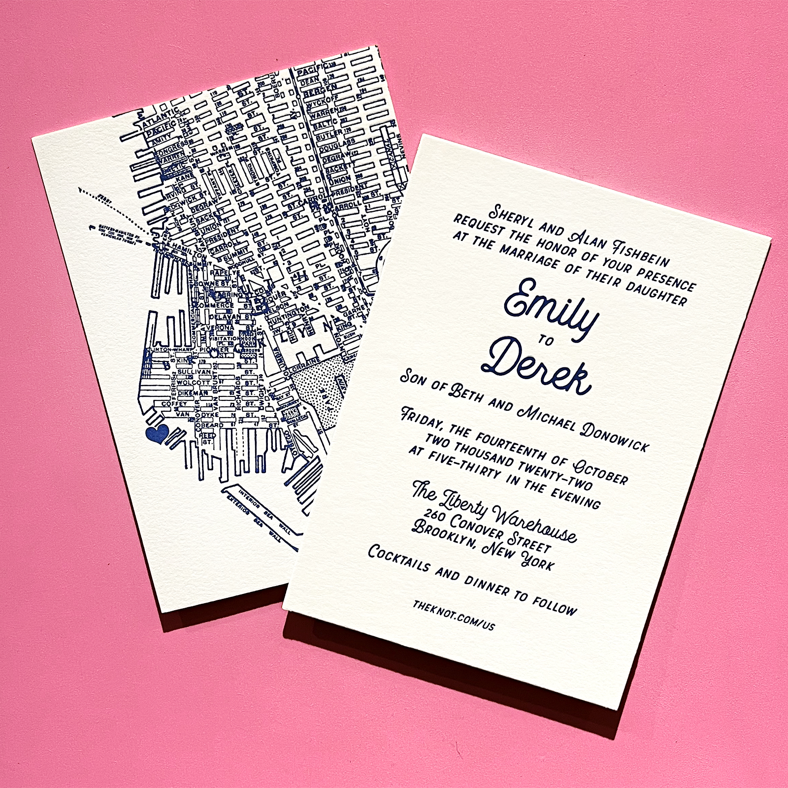vintage Brooklyn map custom letterpress wedding