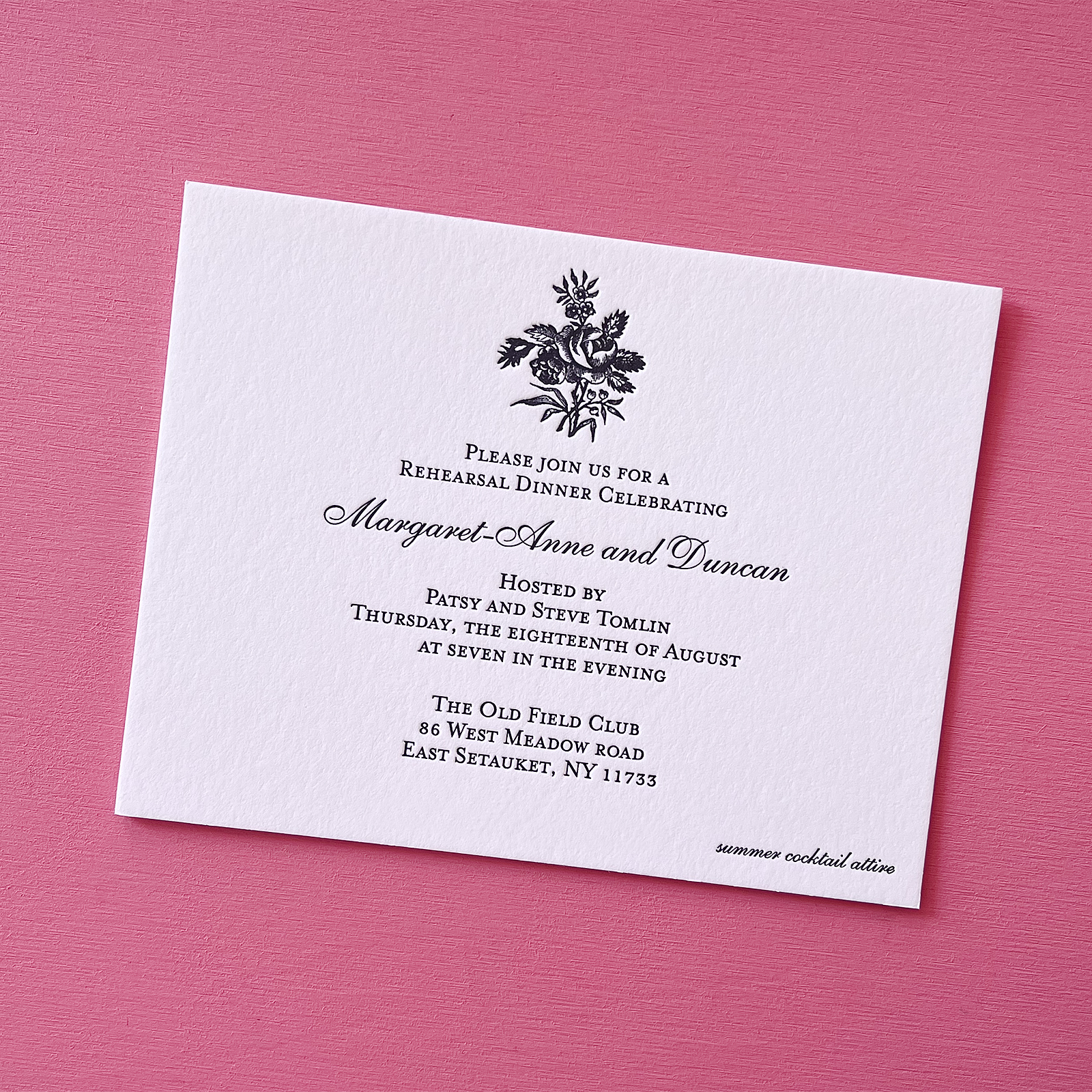 Custom letterpress New York City invitation wedding